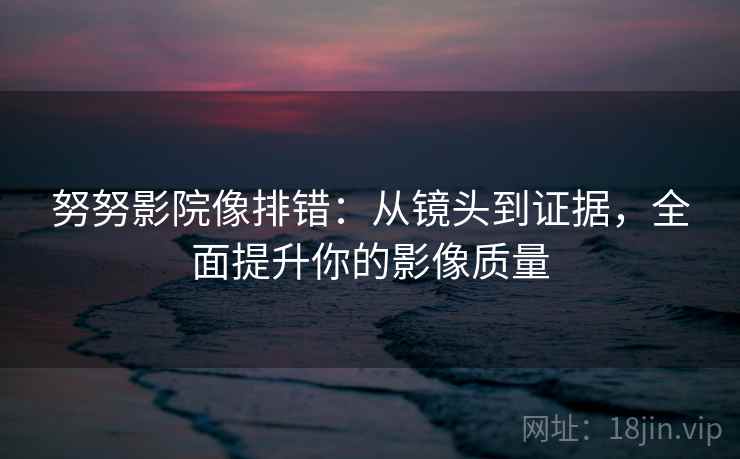 努努影院像排错：从镜头到证据，全面提升你的影像质量
